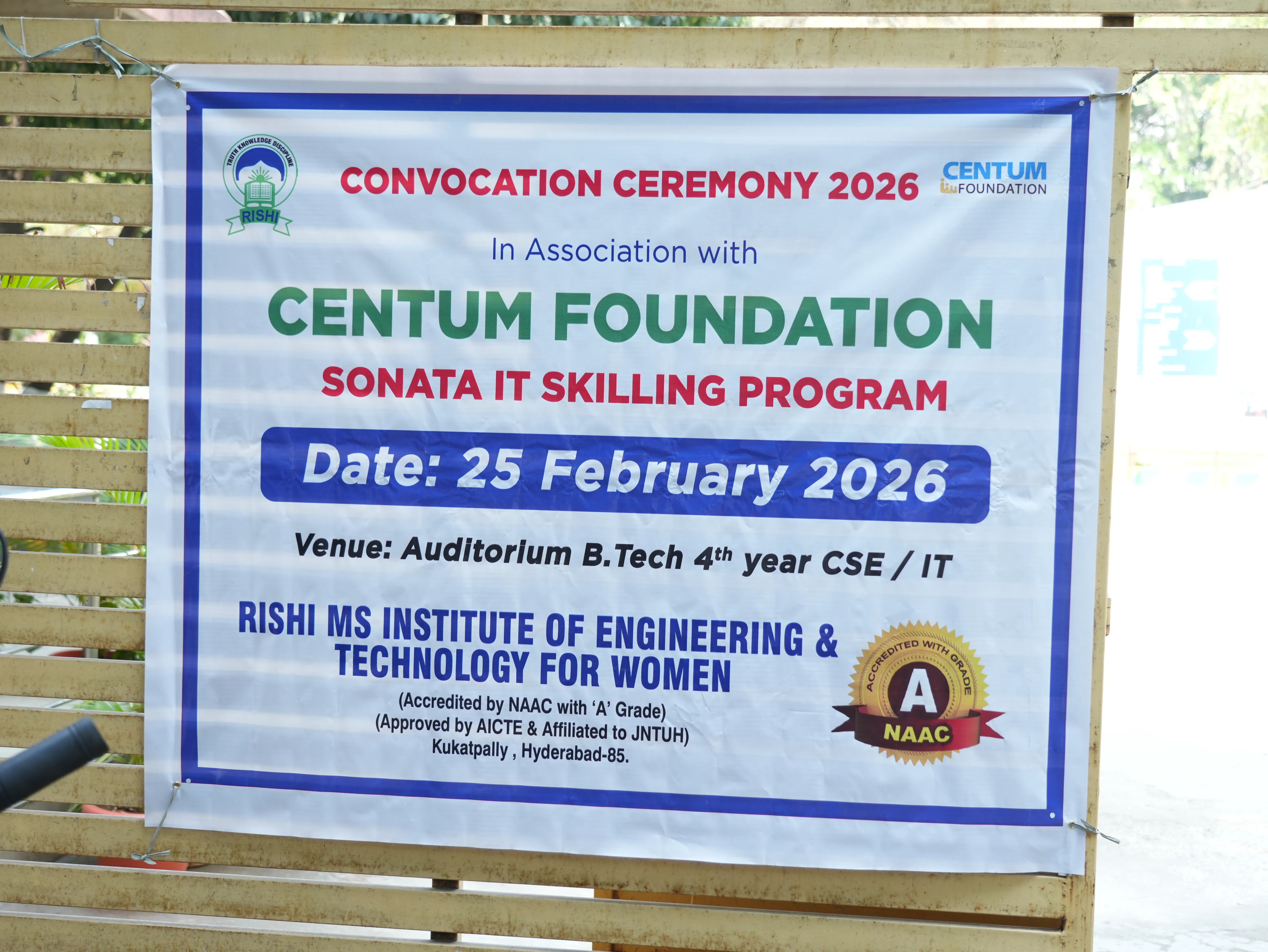 Convocation Ceremony of Sonata CSR through Centrum foundation for 4 th year students - RITW